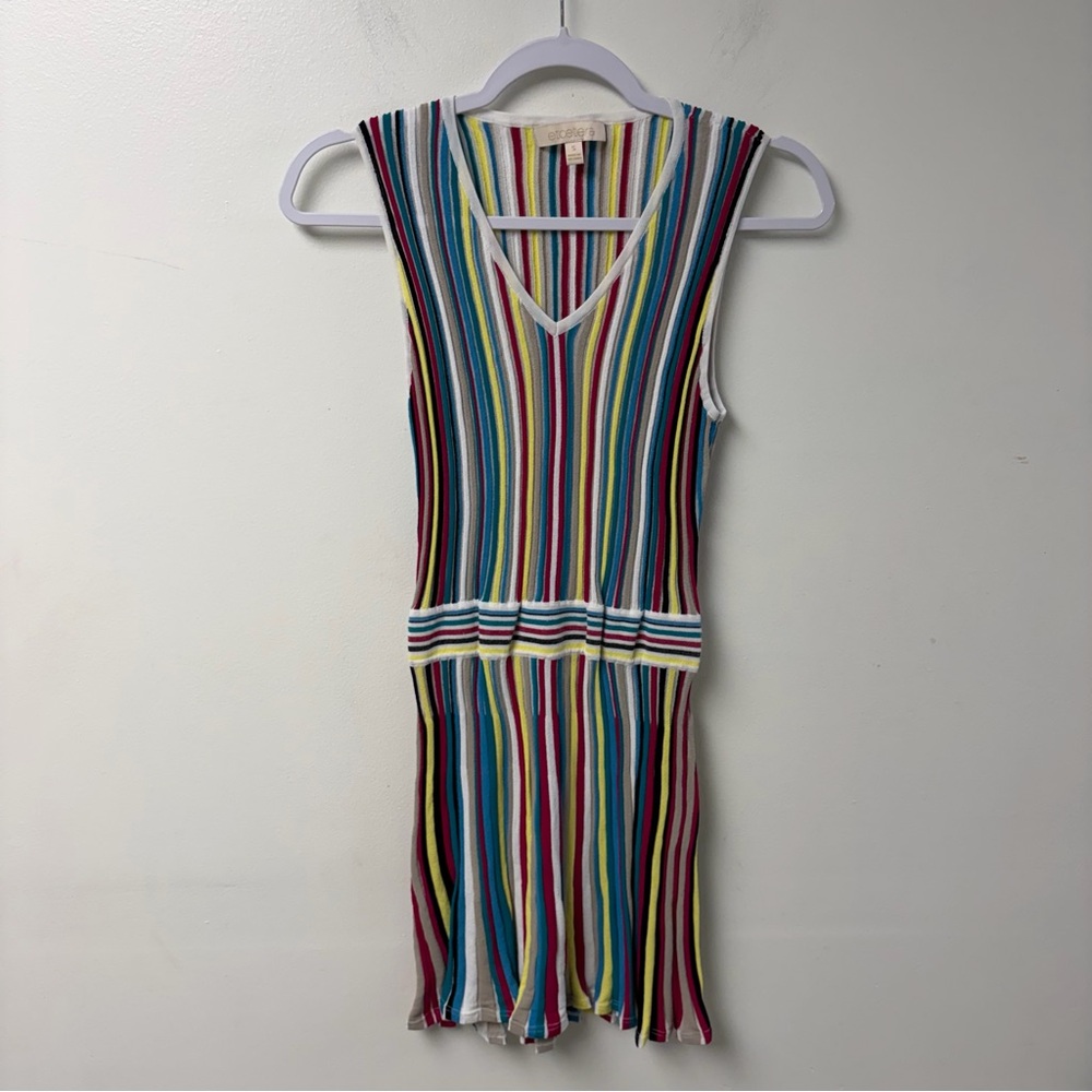 Etcetera Sleeveless Stretchy Pleated Ribbed Carolina Carnival Dress Size Small